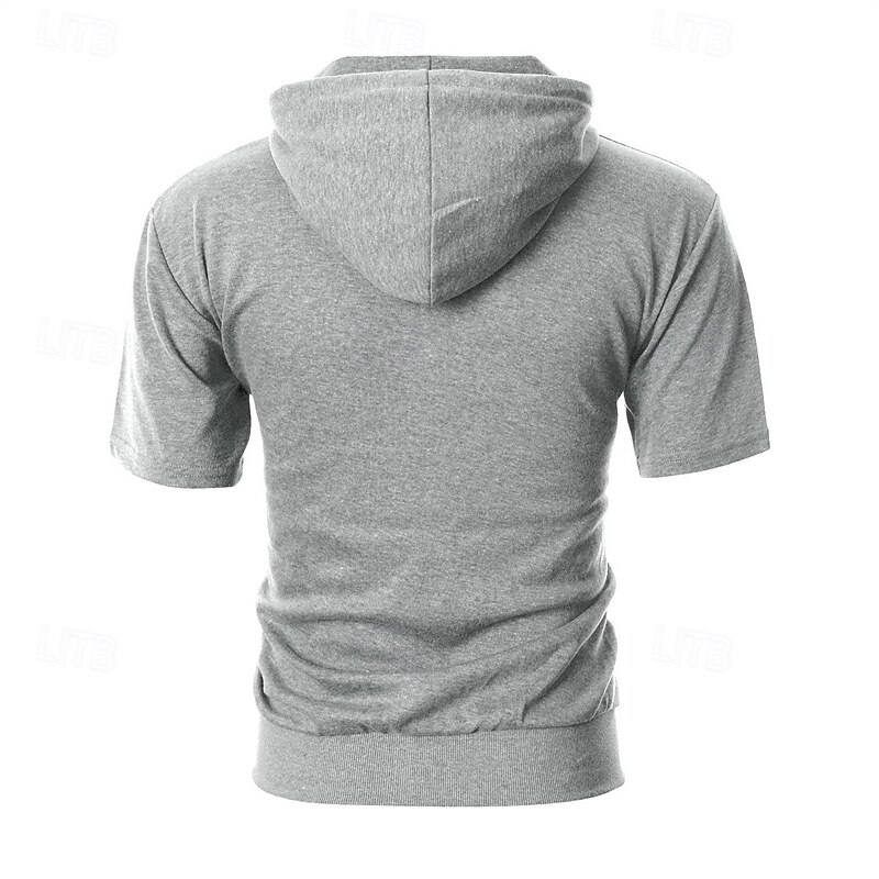 Men's Hoodie Full Zip Hoodie Black Pink Dark Gray Gray Hooded Plain Zip Up Pocket Sports & Outdoor Daily Holiday Polyester Streetwear Basic Casual Summer Clothing Apparel Hoodies Sweatshirts  Short2