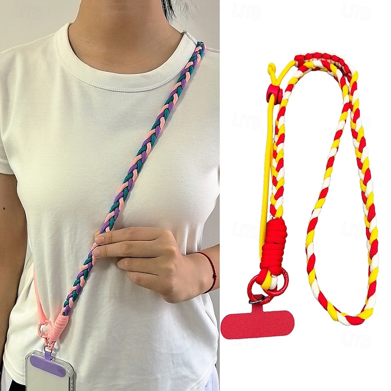 New fashionable colorful woven unisex mobile phone hanging rope with adjustable crossbody and multifunctional long rope hanging rope