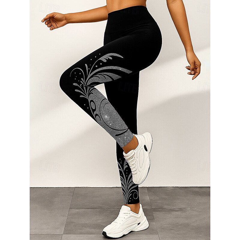 Women's Leggings Active Vacation Vintage Ankle-Length High Waist Graphic Abstract 3D Print Quick Dry Breathability Soft Stretchy Outdoor Home Causal Yellow Pink Blue Gray Fall Slim Fit3