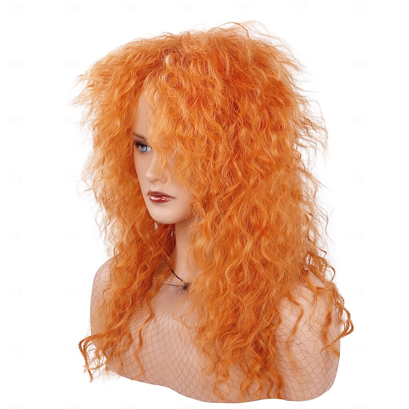 80s Rocker Punk Wig Long Curly Wig for Men and Women Retro Mullet Wigs for Halloween Costume Cosplay Party3