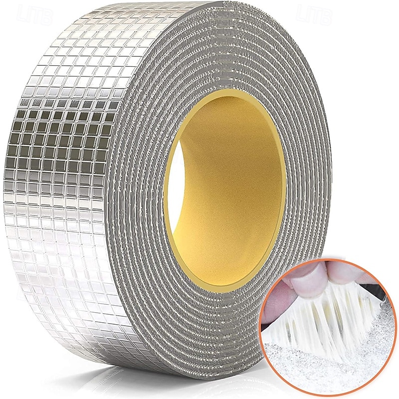 Aluminum Butyl Tape, 2 Inch x 16.5 Feet (5cm x 500cm) Waterproof Leak Sealing Tape for Metal Roof Flashing, RV Roof, Window, Gutter Leak Repair