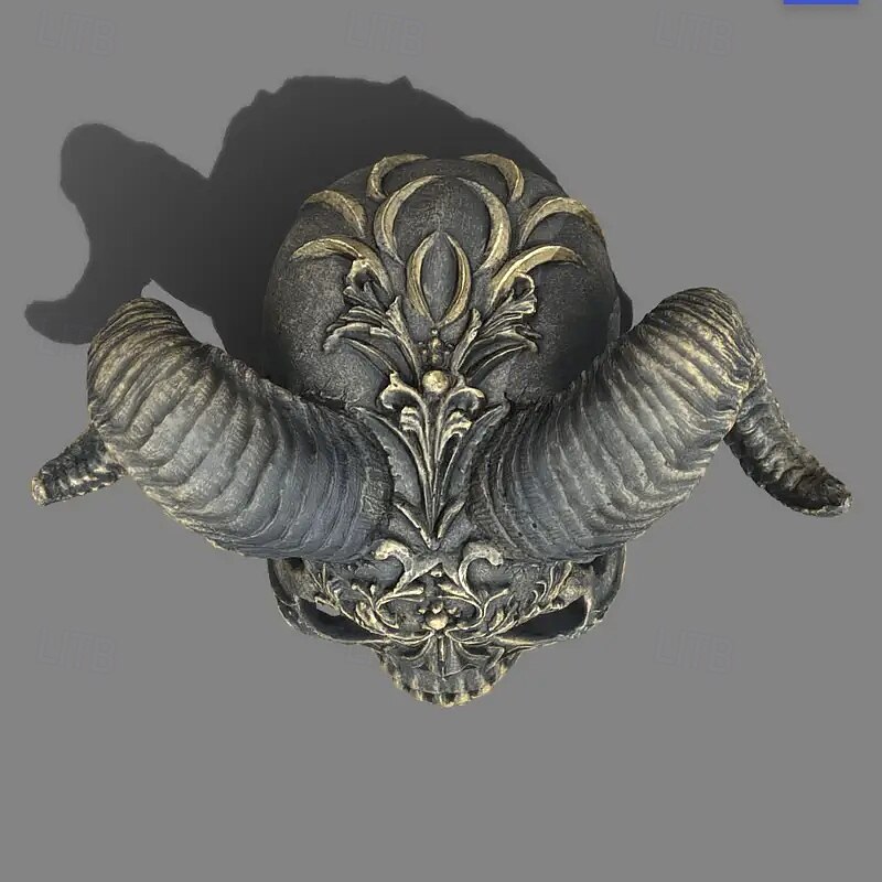 Gothic Style Ram's Horn Skull Statue Punk Style Satanic Sculpture Crafts Ornaments4