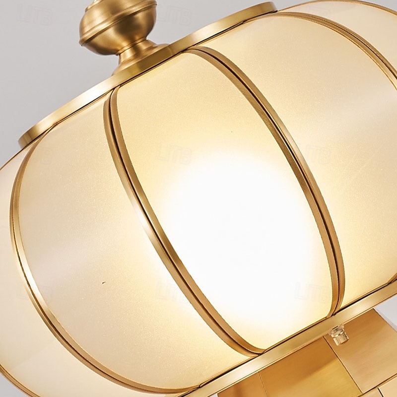 Classic Pure Copper Column Lights, Traditional Waterproof IP45 Garden Post Light Modern Fence Pillar Lamp with Glass Lampshade Outdoor External Patio Landscape Glass Post Lantern E262