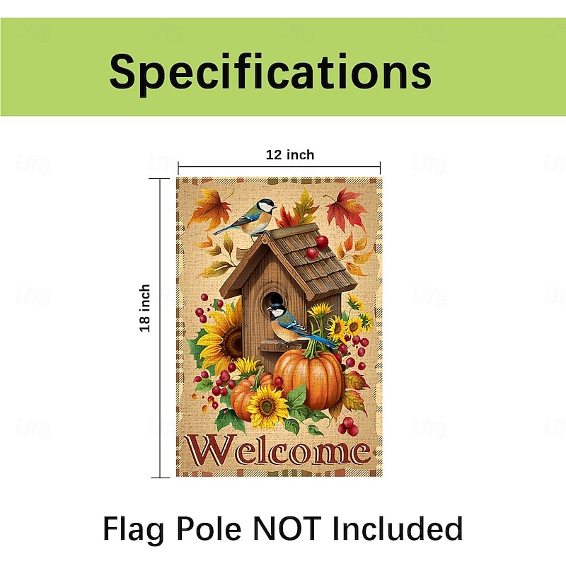 Halloween Thanksgiving Garden Flag - Double-Sided Seasonal Yard Banner for Fall Decorations - Durable and Weather-Resistant Polyester Flag for Outdoor Lawn, Porch, or Garden Decor2
