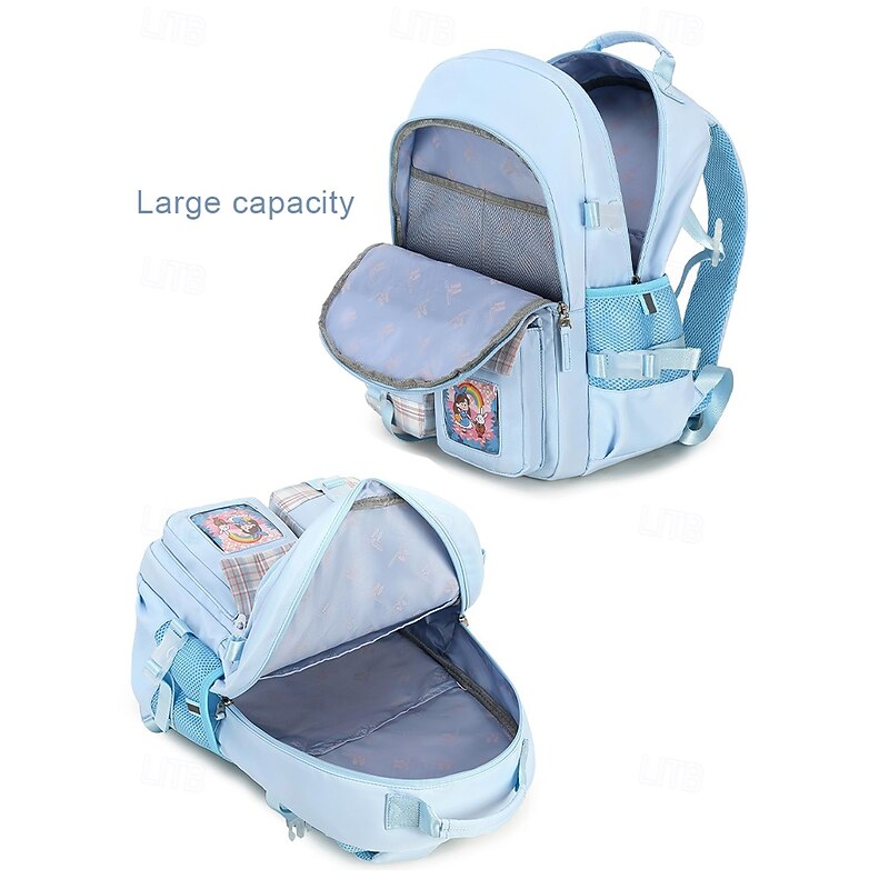 Cute girl campus backpack - multi-pocket design, Plaid stitching, Lightweight and waterproof, large capacity, Suitable for daily commuting Black Pink Sky Blue4