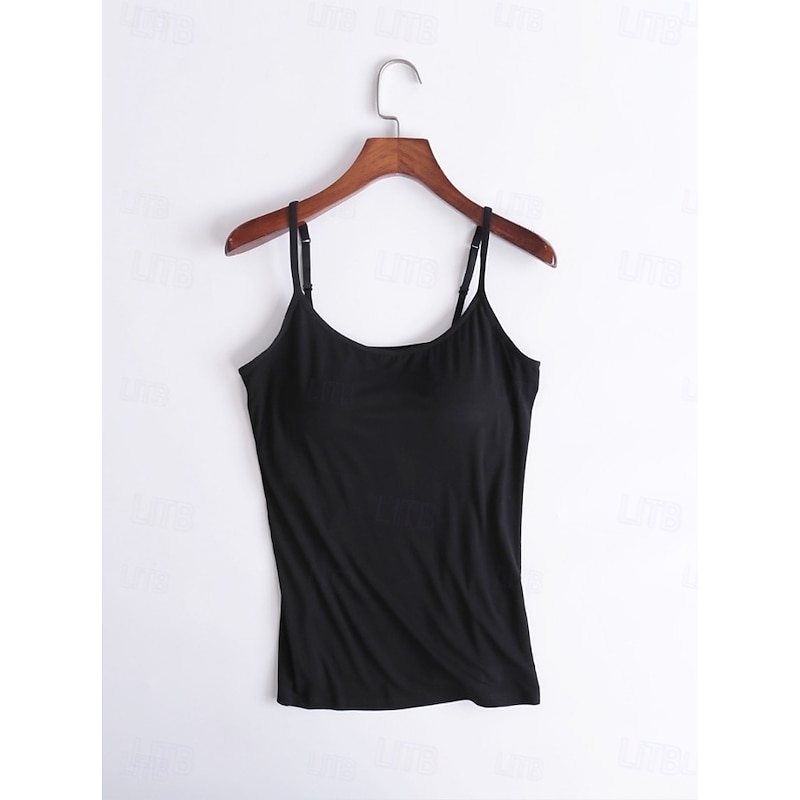 Women's Camisole Tank Top Solid Color Daily Casual Sleeveless Strap Regular Tops Daily Black White Pink Purple Fuchsia Summer4