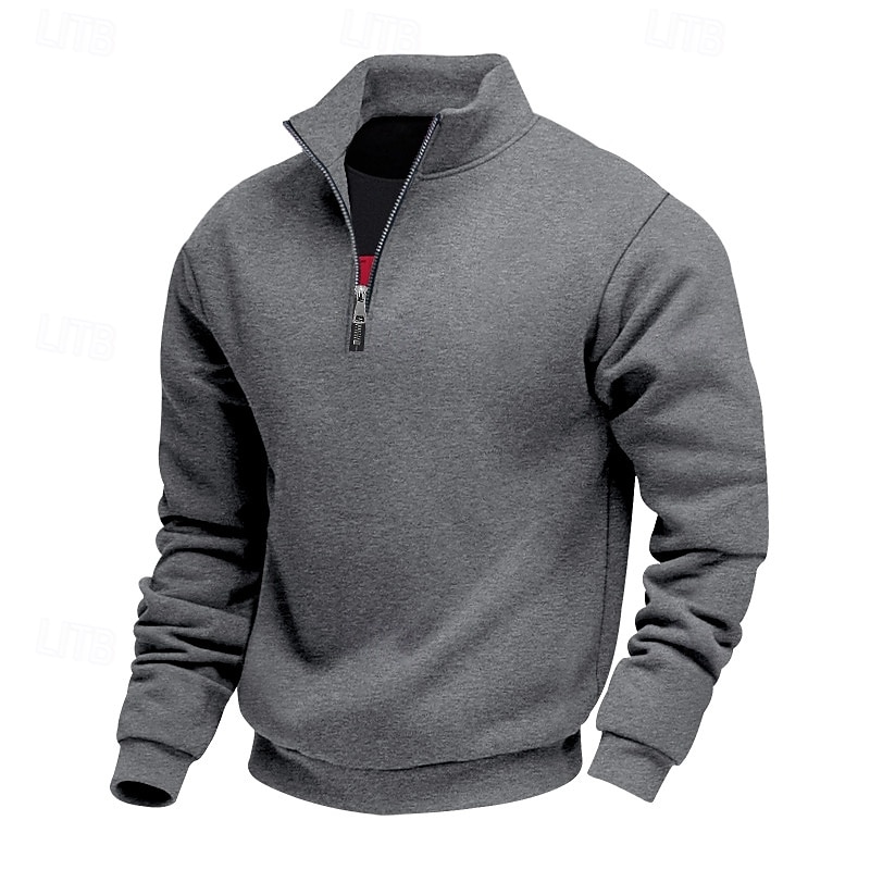 Men's Sweatshirt Quarter Zip Sweatshirt Apricot Black White Wine Red Half Zip Plain Sports & Outdoor Daily Holiday Polyester Streetwear Basic Casual Summer Spring Clothing Apparel Hoodies Sweatshirts