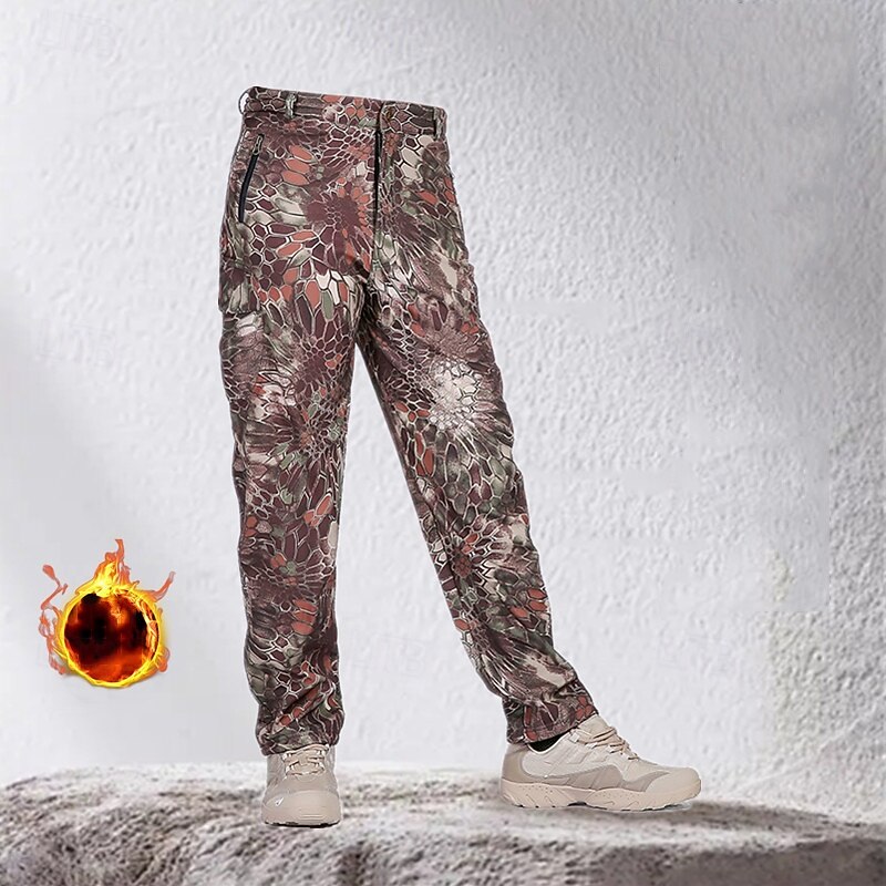 Men's Cargo Pants Hiking Pants Trousers Fleece Pants Outdoor Regular Fit Waterproof Windproof Quick Dry Lightweight Pants / Trousers Pocket Elastic Waist Black Yellow Camping / Hiking Golf Running S2