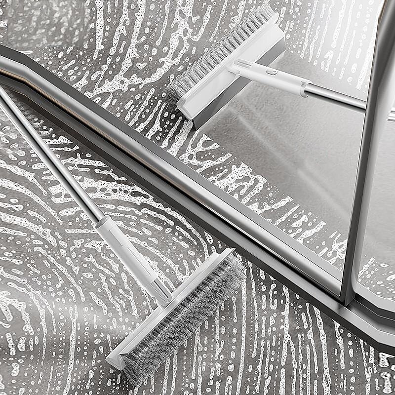 Bathroom Floor Brush, V-Shape Multi-Function Scrubber Brush, Carpet Brush, Glass Window Scraper, 180-Degree Foldable2