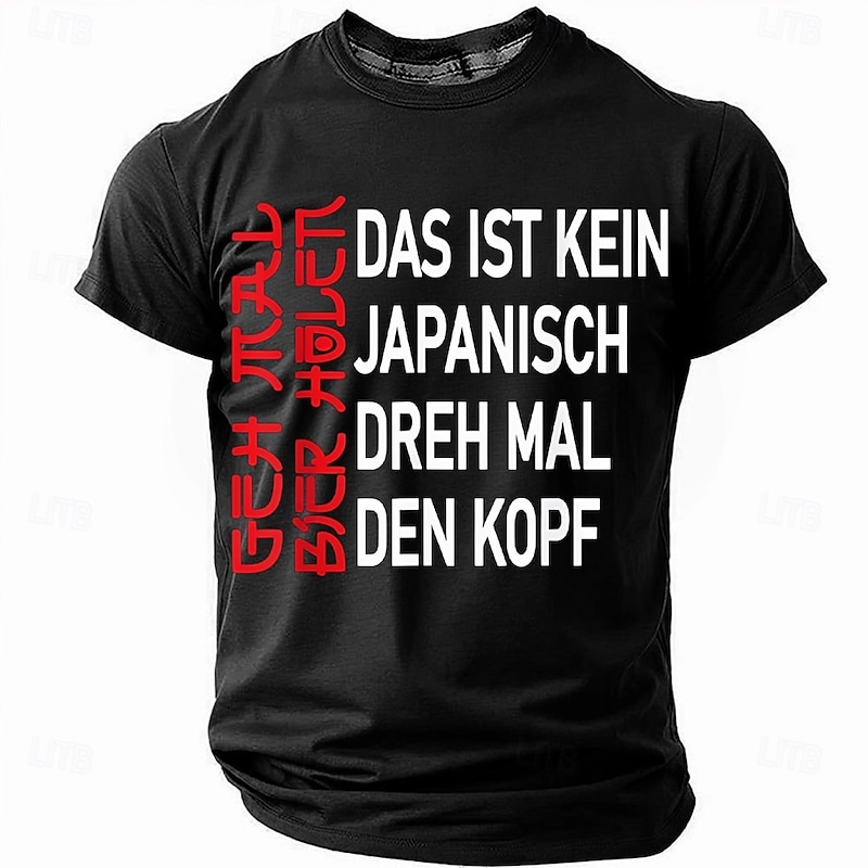 Men's Funny Slang German T Shirt Short Sleeve T shirt 3D Print Crew Neck Shirt Fashion Daily Basic Street Casual Daily Black White Blue Summer Spring All Seasons Clothing Apparel S M L XL XXL XXXL