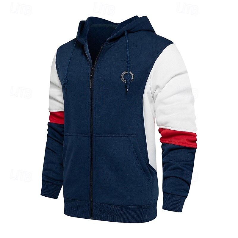 Men's Hoodie Pullover Hoodie Sweatshirt Tactical Hoodie Tactical Army Green Blue Gray Hooded Color Block Zip Up Front Pocket Sports & Outdoor Casual Daily Streetwear Cool Sportswear Fall & Winter2