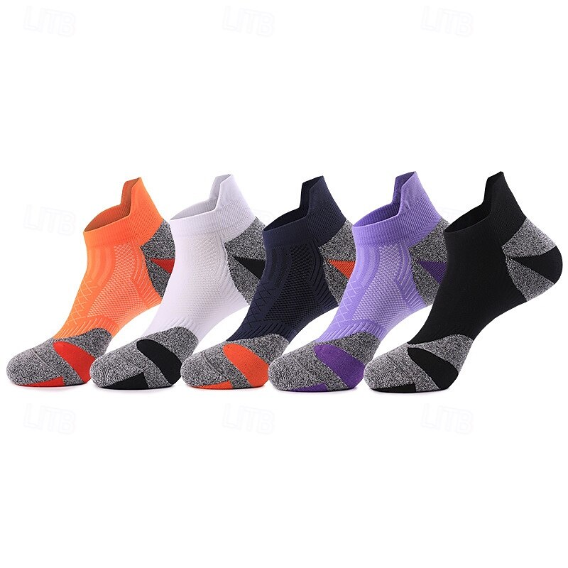 1 Pair Women's Running Socks Sports Socks Breathable Quick Dry Anti-Bacterial cushioned Outdoor ankle Patchwork Nylon Violet Black White for Ski / Snowboard Running Camping / Hiking / Caving