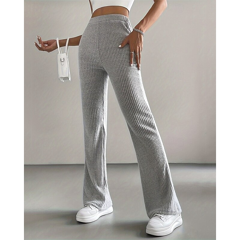 Women's Pants Trousers Leggings Cozy Leggings Casual Workout Full Length High Waist Plain Elastic Waist Breathability Breathable Stretchy Vacation Street Daily Wear Black Green Light Grey Coffee3