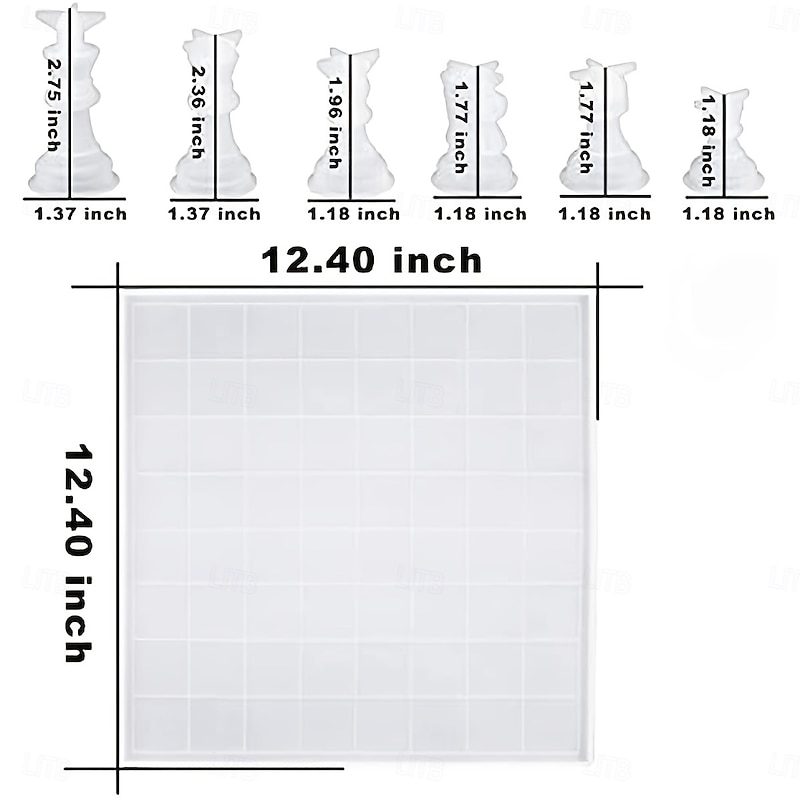 XL Large 3D Epoxy Silicone Resin Mold - 12 Full Size Checkers Chess Board Mold4