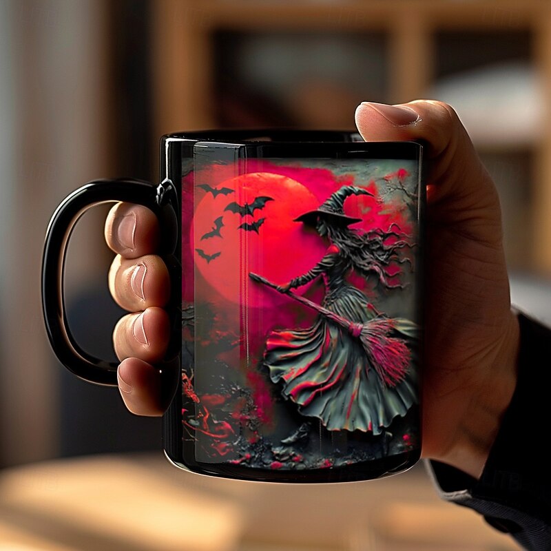 Halloween Gift Mug, Witch Themed Ceramic Coffee Cup 330ml/12oz, Spooky Halloween Mug for Women, Friends, Wiccan Lovers, Holiday Party Decor or Gift3