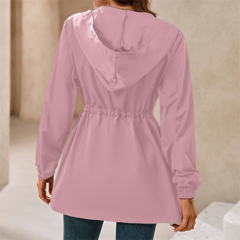 Women's Hiking Jacket Rain Jacket Raincoat Outdoor Waterproof Windproof Hiking Outfits Hiking Clothes Spring Autumn / Fall Top Cotton Camping / Hiking / Caving Running Solid Color Black Pink Dark Navy3