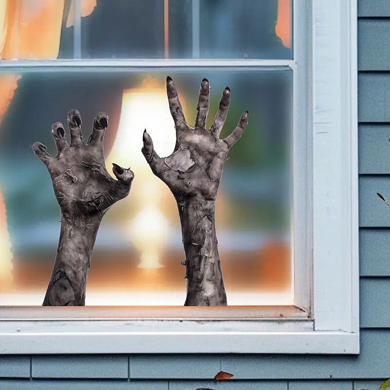 Ghostly Hand Window Sticker - Halloween Zombie Wall Stickers Matte Self-Adhesive PVC Stickers for Home Office Bedroom and Bar3