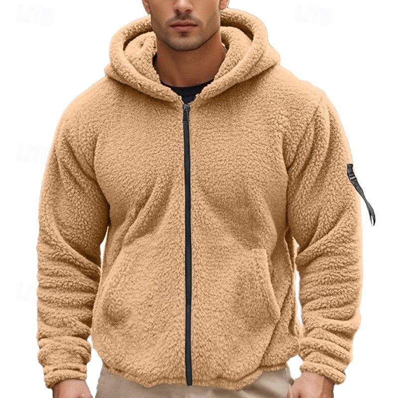 Men's Hoodie Zip Sweatshirt Fleece Hoodie Black Navy Blue Khaki Gray Hooded Plain Zip Up Sports & Outdoor Casual Daily Streetwear Cool Sportswear Fall & Winter Clothing Apparel Hoodies Sweatshirts3