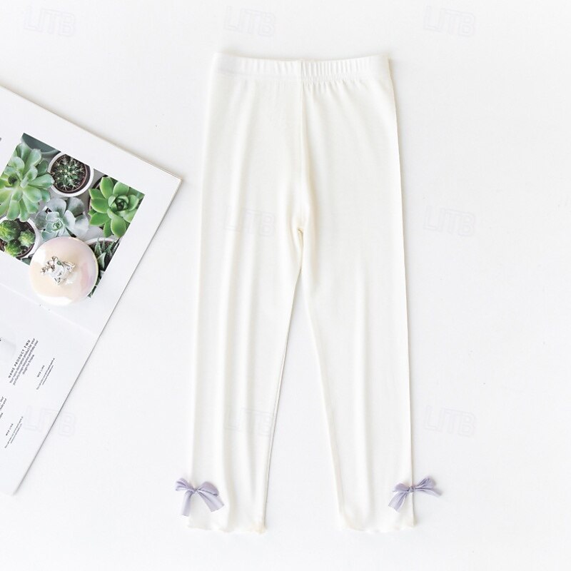 Kids Girls' Leggings Solid Color Daily Outdoor 4-12 Years Fall Black White Pink2