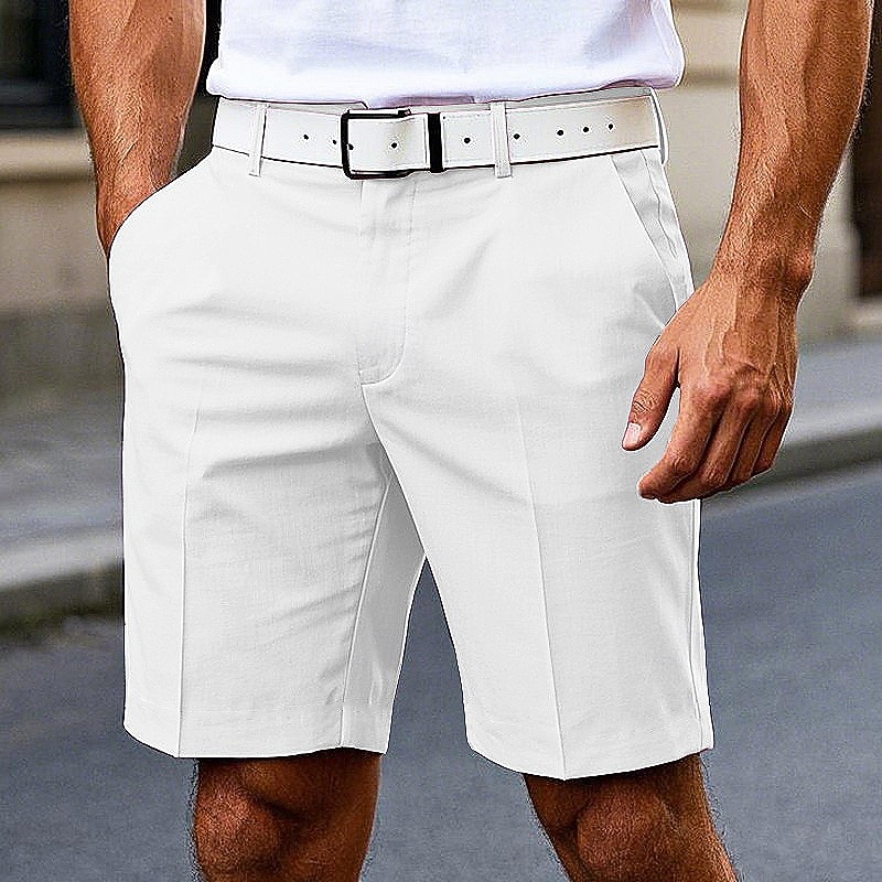 Men's Dress Shorts Burmuda Shorts Work Shorts Pocket Plain Comfort Breathable Knee Length Outdoor Business Fashion Casual Black White