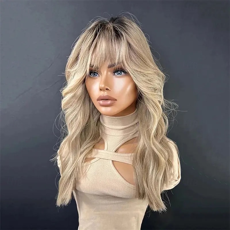 Brazilian Remy Human Hair Ombre Hair 5x5 Lace Closure Glueless Wigs with Baby Hair For Women Highlighted Wavy Blonde 13x4 Lace Front Human Hair Wig With Bangs3