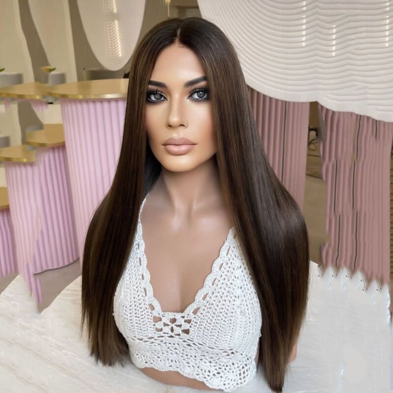 Remy Human Hair 5x5 Closure 13x4 Lace Front Wig Middle Part Brazilian Hair Straight Auburn Wig 130% 150% Density with Baby Hair 100% Virgin Glueless Pre-Plucked For Women Long Human Hair Lace Wig2