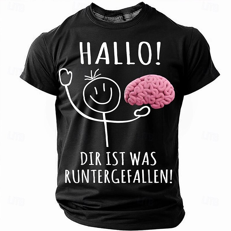 Men's Funny Slang German T Shirt Short Sleeve T shirt 3D Print Crew Neck Shirt Fashion Daily Basic Street Casual Daily Black Blue Green Summer Spring All Seasons Clothing Apparel S M L XL XXL XXXL