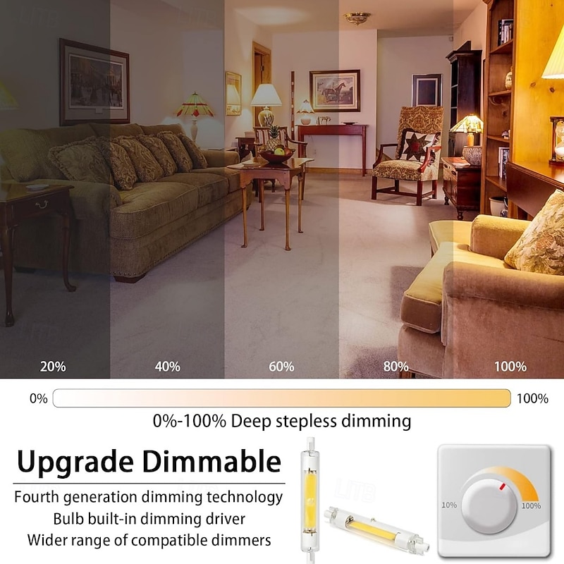 R7S LED Tube Bulbs 220V 78mm 118mm Deep Dimmable Light Bulbs 10W 20W Double Ended Base T3 LED Replacement for Halogen Light 2Pcs3