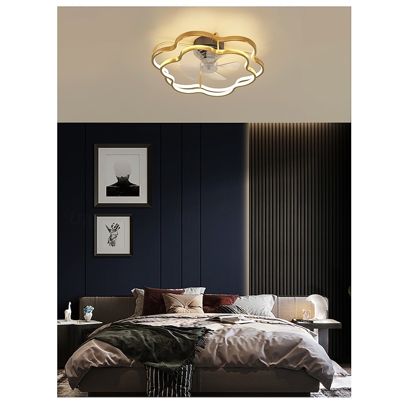 Geometric Shape Metal Ceiling Fans Modern Multi-Lights Ceiling Fan Lamp - Remote Control Stepless Dimming Pentagon4