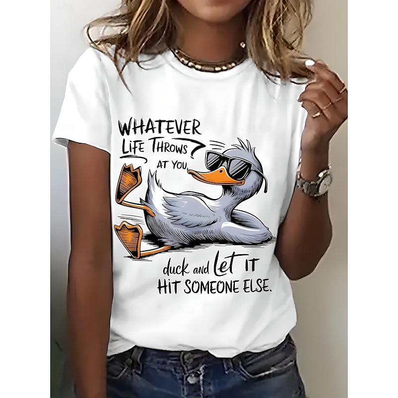 Women's T Shirt Graphic Animal Bird Vintage Stylish Classic Short Sleeve Crew Neck Round Neck Regular Tops Daily Weekend Print Black White Pink Blue Purple Summer Spring