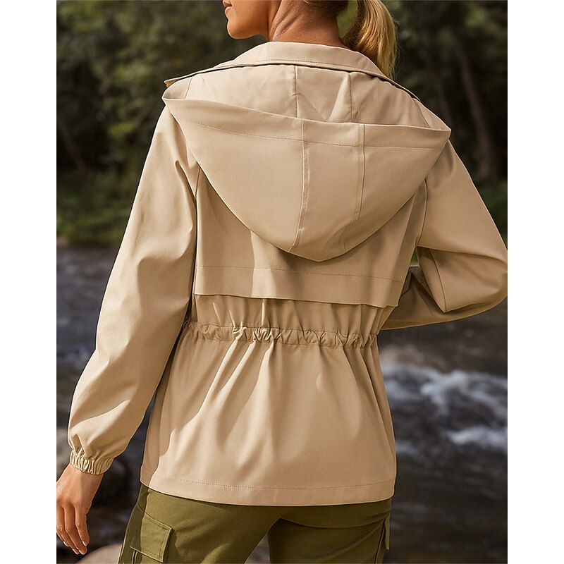 Women's Hiking Jacket Sport Jacket Outdoor Waterproof Windproof Quick Dry Lightweight Hiking Outfits Hiking Clothes Spring Autumn / Fall Jacket Tennis Golf Running Solid Color Black White Coffee2