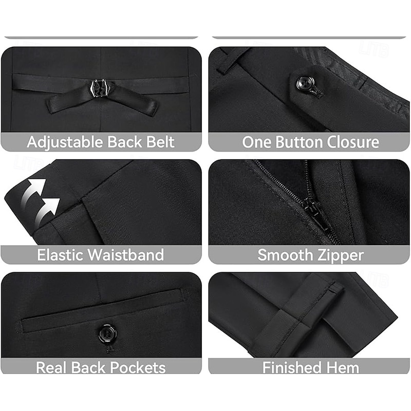 Men's Wedding Party Suits Notch Lapel Burgundy Grape Fashion Formal Solid Colored Standard Fit 3 Piece Single Breasted Two-buttons3