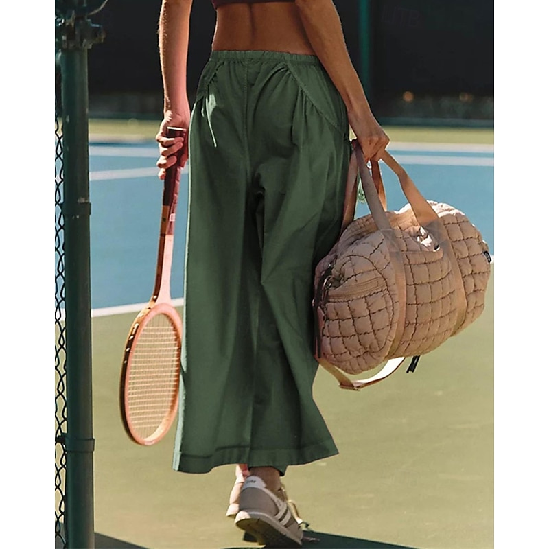 Women's Cargo Pants Pants Trousers Straight Fashion Streetwear Ankle-Length Natural Solid Colored Pocket Comfortable Micro-elastic Sports & Outdoor Daily Wear Black Pink Army Green Navy Blue Summer3