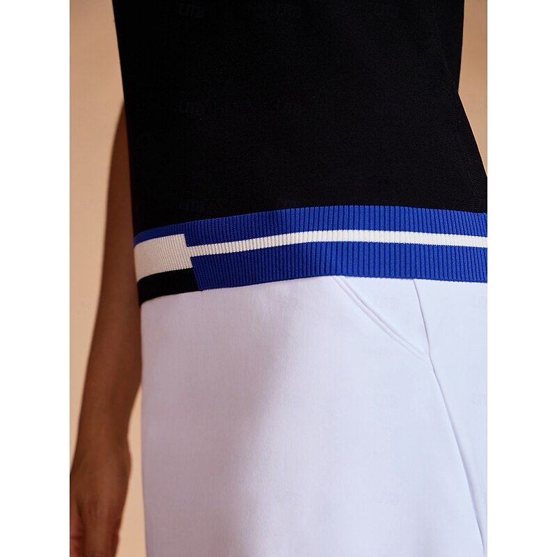 Women's Golf Polo Shirt Blue Black Sleeveless Top Ladies Golf Attire Clothes Outfits Wear Apparel4
