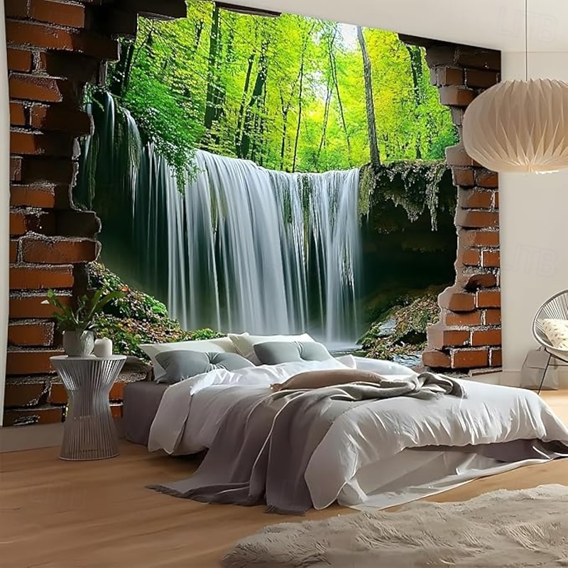 Cave Forest Landscape Hanging Tapestry Wall Art Large Tapestry Mural Decor Photograph Backdrop Blanket Curtain Home Bedroom Living Room Decoration4