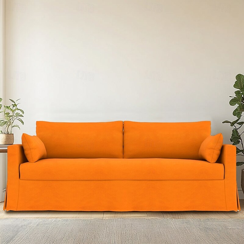 Sofa Cover Siutable For HYLTARP Sofa Solid Color Quilted Velvet Slipcovers4