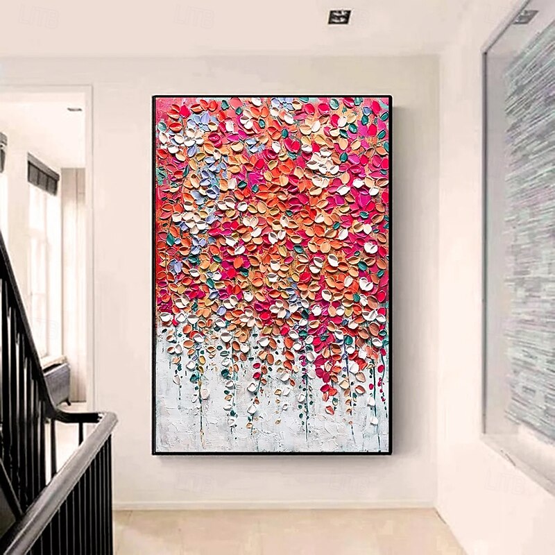 Mintura Handmade 3D Abstract Red Flower Oil Paintings On Canvas Modern Wall Art Room Decoration Texture Picture For Home Decor Rolled Frameless Unstretched Painting4