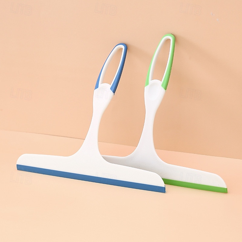 3pcs Cleaning Scrapers Long Handle Household , Double-Sided Silicone Squeegees for Bathroom Tiles, Glass, Mirrors, and Anti-Fog Removal2