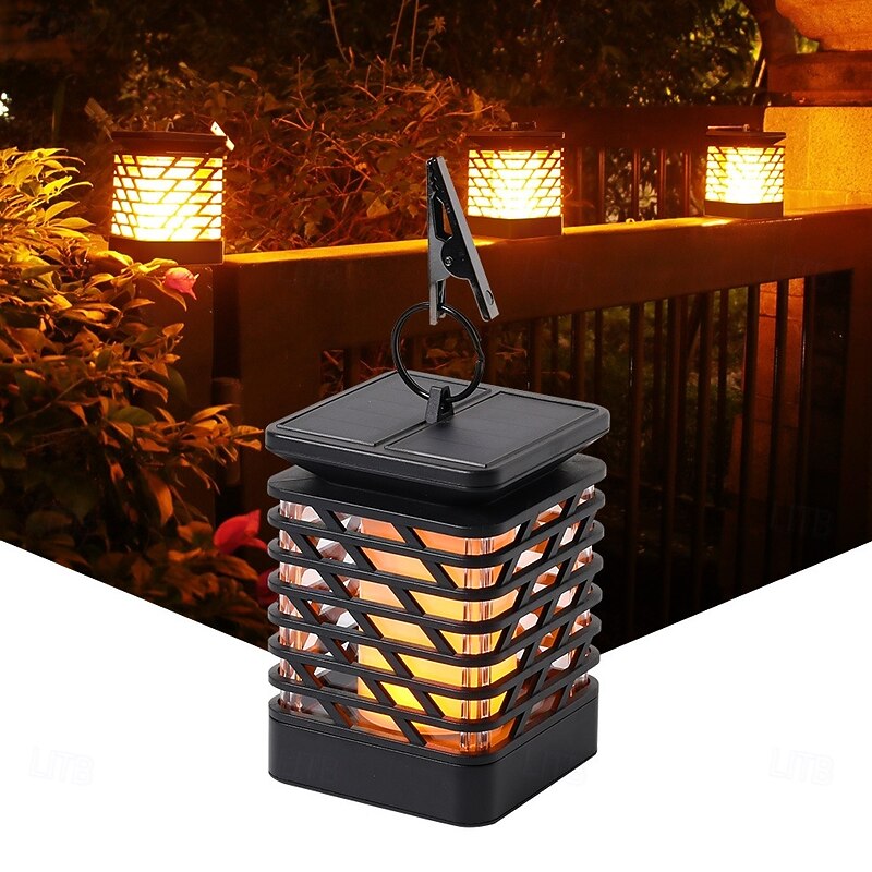 Solar Lights Outdoor Laterns Flickering Flame Solar Lantern Outdoor Hanging Lanterns Decorative Outdoor Lighting Solar Powered Waterproof LED Flame Christmas Lights for Patio Garden2