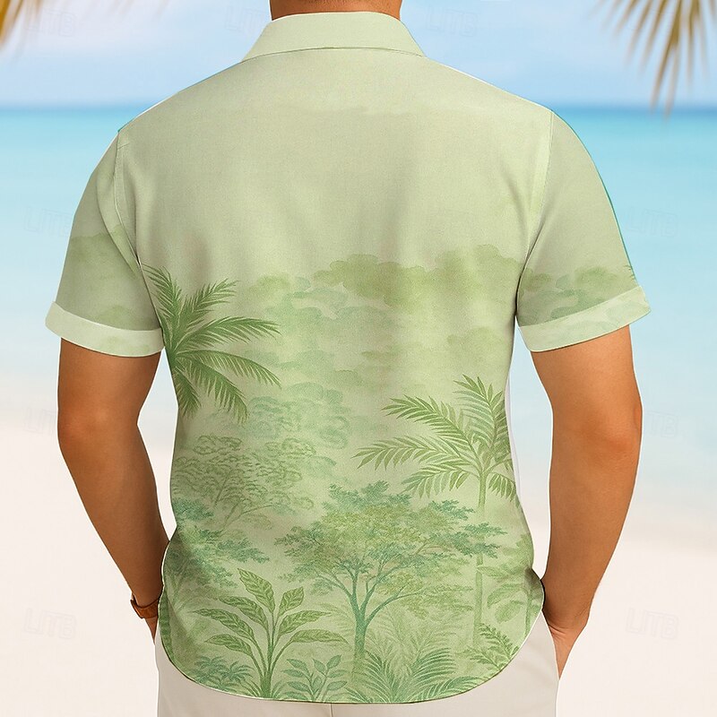 Men's Coconut Tree Tropical Plants Summer Hawaiian Shirt Button Up Shirt Aloha Shirt Short Sleeve Hawaiian Vacation Beach Wear Summer Spring Turndown 3D Print Collared Shirts Blue Green Khaki3