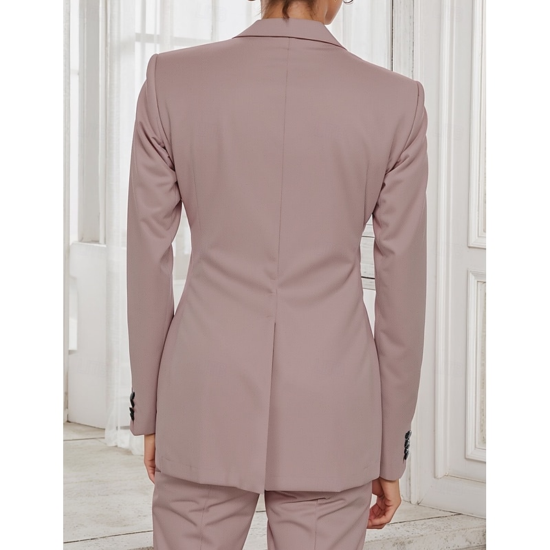 Women's 3 Pieces Suits Formal Wedding Guest Elegant Vintage Simple Long Sleeve Floor Length Peak Lapel Single Breasted4