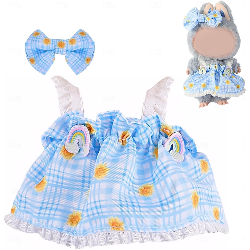 Clothes for lapupu(no Dolls)Designed for 17cm Dolls can be Used to Change Outfit for your15&17cm Dolls(2pc Set)