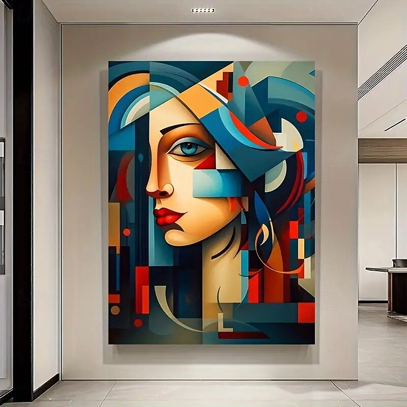 One Piece Frame Modern Cubic Canvas Art Mixed Color Wall Painting Modern Poster For Living Room And Bedroom Decoration