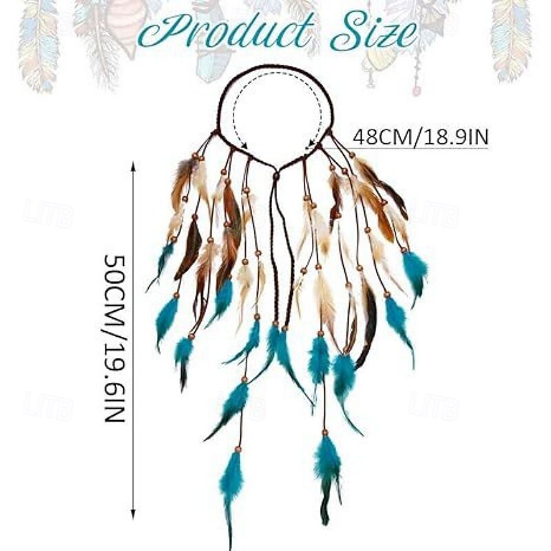 Boho Feather Headband Hippie Headpiece Gypsy Indian Costume Headdress Bohemian Hair Accessories for Women and Girls A Blue Red3
