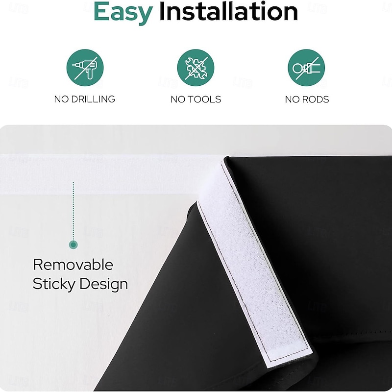 French Door Curtain No Punch Tape Top Blackout Door Curtain Pencil Pleat Light Filtering Functional Curtains for Office and Home 26X68inch(66X173CM)3