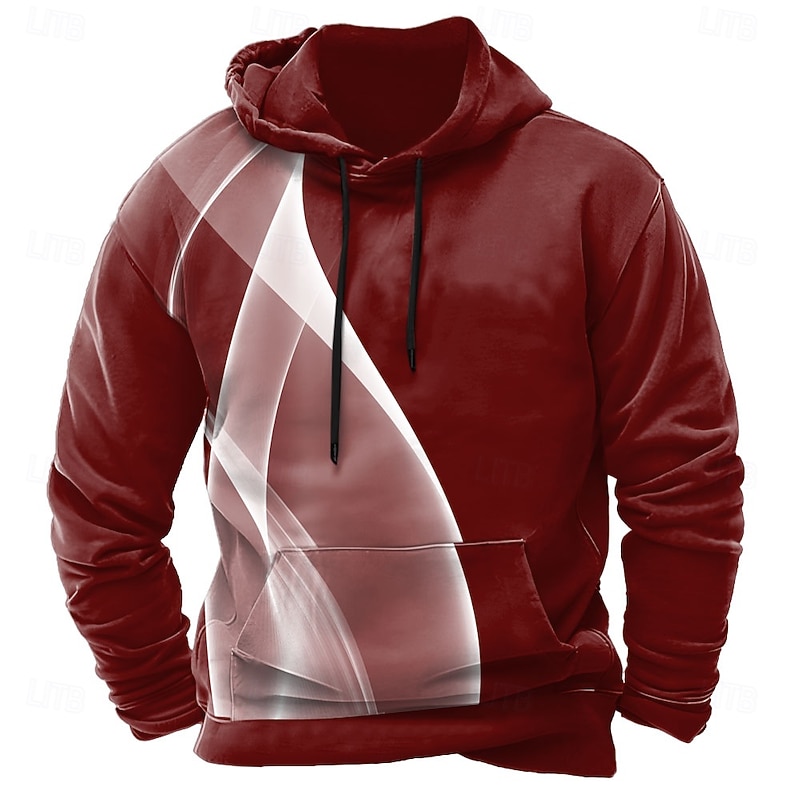 Men's Geometric Optical Illusion Hoodies Sweatshirt Casual Long Sleeve Crew Neck Holiday Streetwear Black White Drawstring Fall Winter Designer2