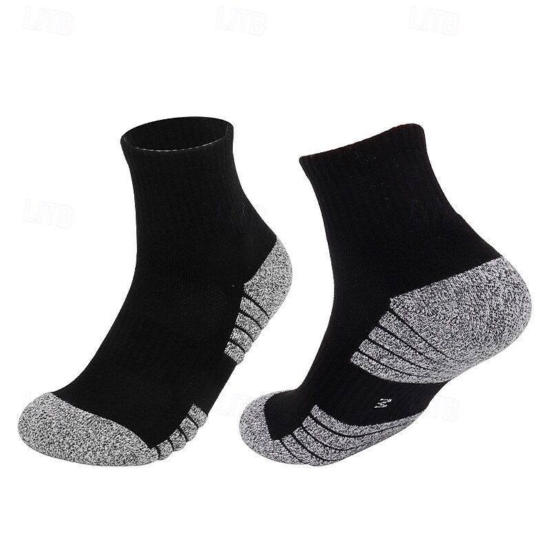 1 Pair Men's Running Socks Sports Socks Breathable Anti Blister Sweat-Wicking cushioned Outdoor ankle Patchwork Cotton Dark Grey Black White for Running