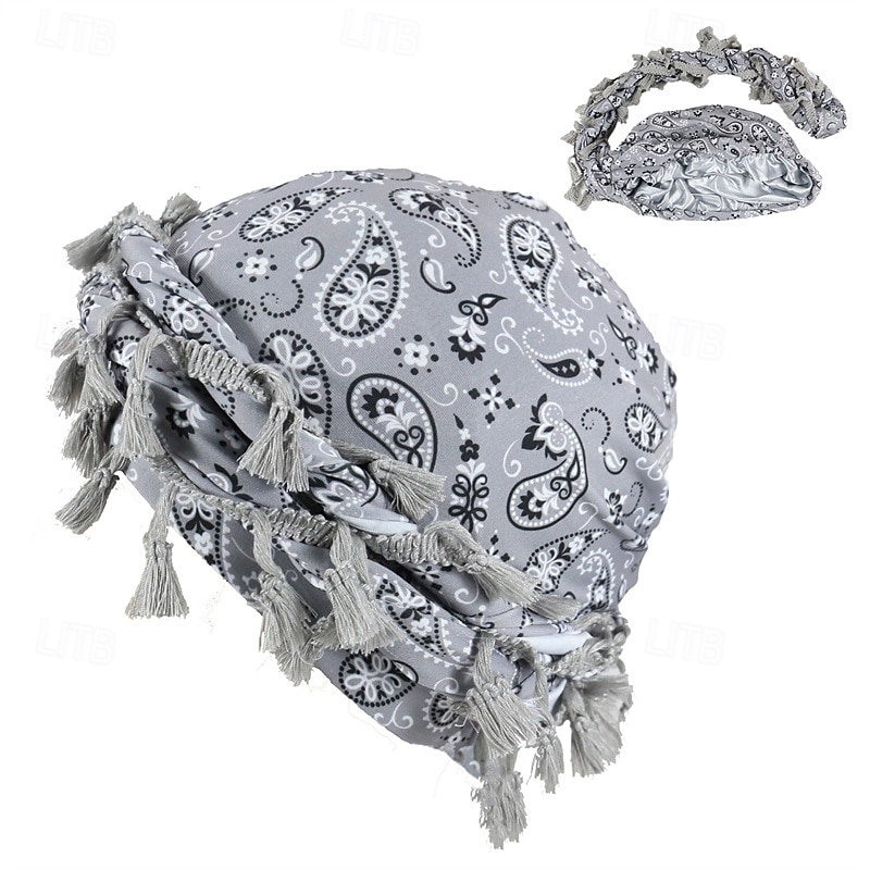 Men's Beanie Hat Beanies Black Yellow Polyester Tassel Cozy Daily Wear Going out Paisley Windproof3