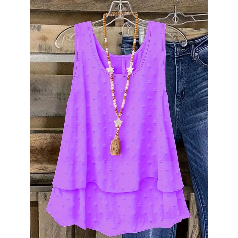 Women's Camisole Tank Top Solid Color Daily Casual Sleeveless U Neck Regular Tops Daily Patchwork Black White Sky Blue Purple Summer4
