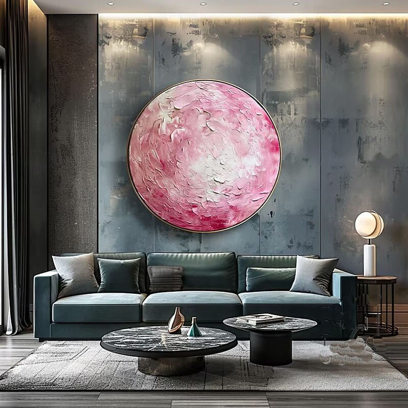 Large Luxry Artwork Hand Painted Oil Painting Pink Whie Abstract Oil Painting Light Pink Canvas Wall Art2